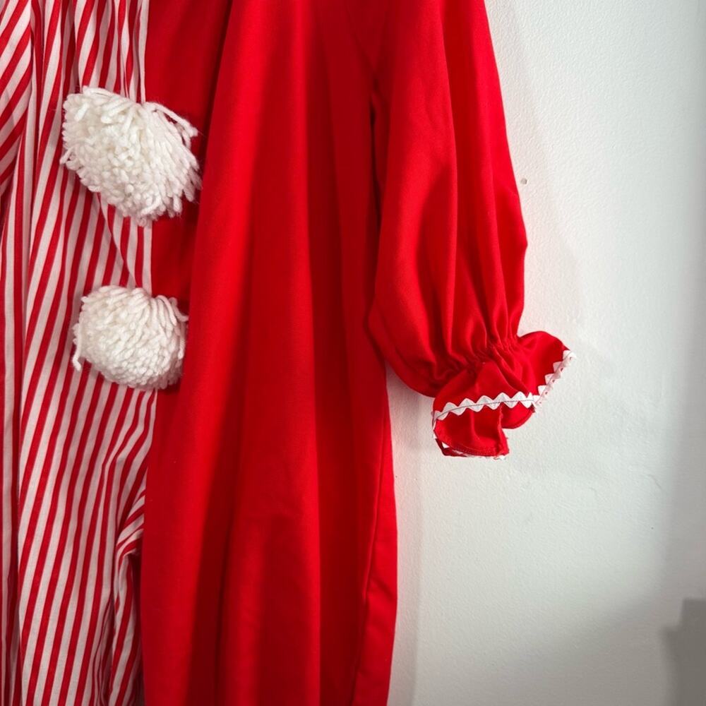 Vintage 80s 90s Clown Red White Stripe Pom Pom Halloween Costume Kids Medium - Picture 5 of 11